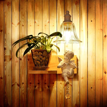 Скандинавский креативный белый ангел с украшением в виде кристаллов настенный