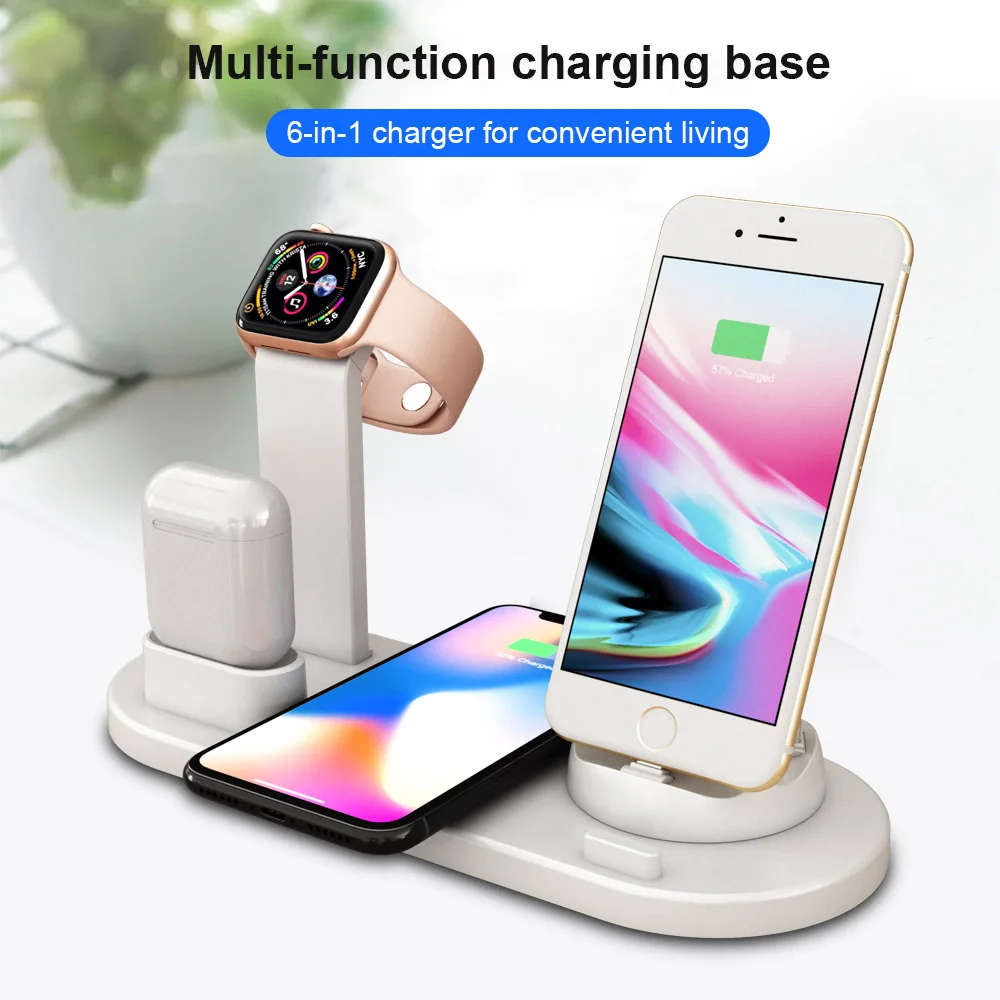 3 в 1 быстро Беспроводной Зарядное устройство станции с Тип usb C Micro USB Беспроводной Беспроводная зарядка для Iphone X apple Watch 4/3/2/1 Airpods 1/2
