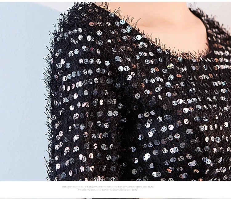 Женское вечернее платье ниже колена винтажное с блестками и рукавом до локтя