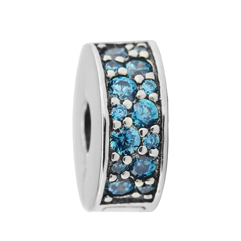 DIY подходит Pandora амулеты Браслеты Teal Shinning Элегантный спейсер Клипсы из