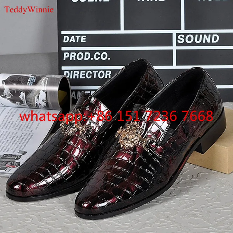 New Fashion Shoes Men Slip On Loafers Wedding Oxfords Business Formal Brogues Patent Leather Dress Zapatos Mujer | Обувь