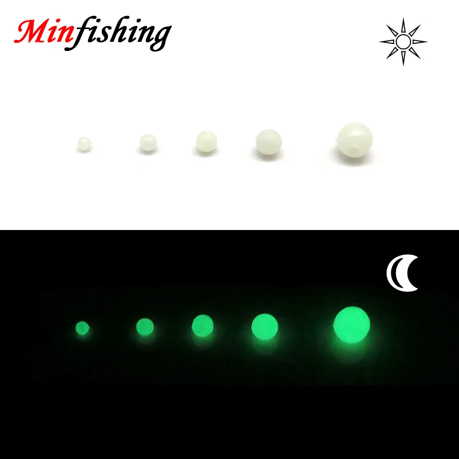 Minfishing 200 шт./лот светящаяся белая жесткая пластиковая круглая пробка для лески