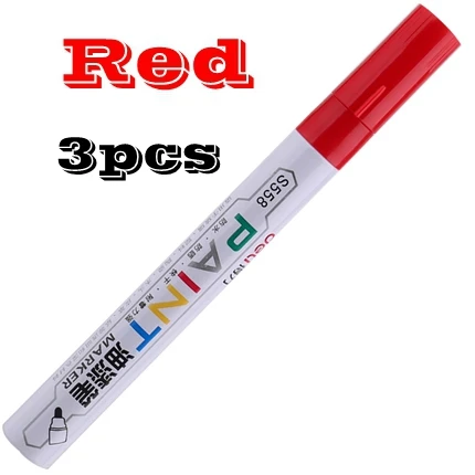 Red-3pcs 1 шт. 3 шт. Deli s558# Перманентный Маркер Краска Маркер черный синий красный серебристый красный 8 цветов маркер на масляной основе чернила маркер ручка - Цвет: Red-3pcs