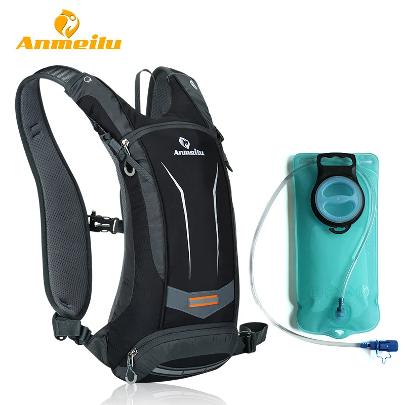 Black (2L water bag) Мини велосипедный рюкзак Anmeilu 8L, водонепроницаемый, дышащий, велосипедный рюкзак, для путешествий, пеших прогулок, альпинизма(2 л, сумка для воды, опция - Цвет: Black (2L water bag)