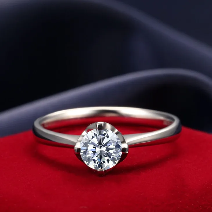 Реальный ZOCAI круглой огранки 0,40 КТ Сертифицированный основной алмаз 0,10 Ct боковой АЛМАЗ 18 K Белое Золото Обручальное женское кольцо W01450