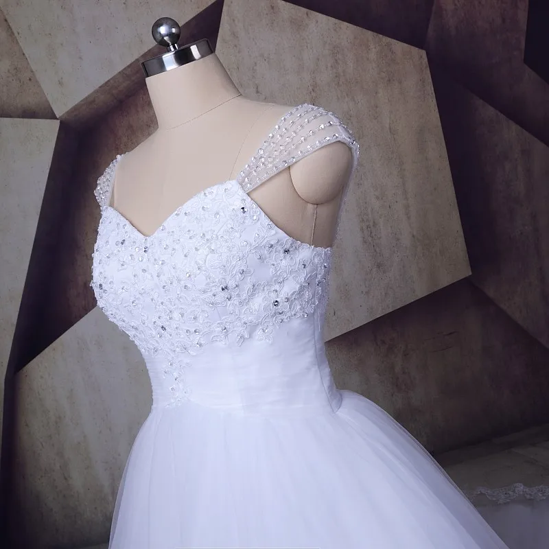 Белое свадебное платье из тюля 2018 LORIE Vestido De Novia Милая винтажная кружевная бусина