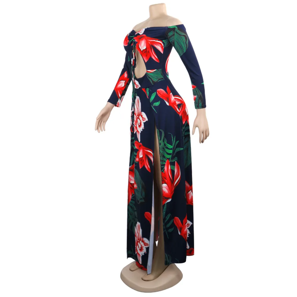 Joiekuno длинное платье с принтом 2019 blusas mujer de moda женское облегающее без бретелек