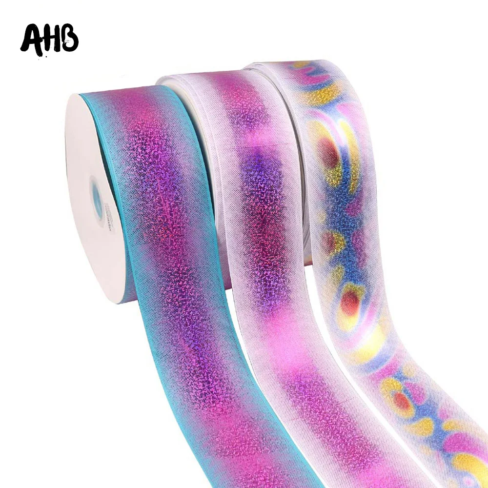 

AHB 3"(75mm) Laser Grosgrain Ribbon Colorful Dots Tape DIY Hairbows Accessories Wedding Rainbow Decor Gift Wrapping Materials