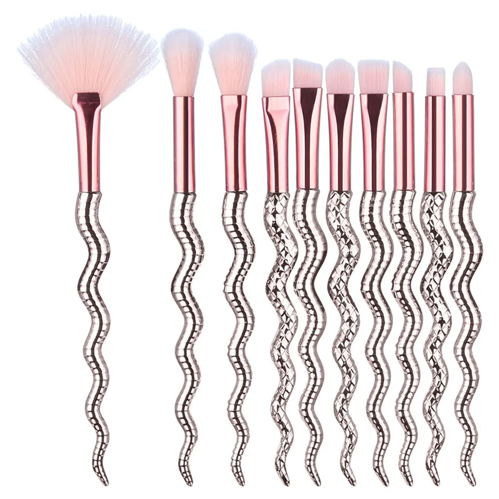 2019 New 10Pcs Make Up Brush Set Foundation Eyebrow Eyeliner Blush Cosmetic Concealer Facial Professional Blending Brushes | Красота и