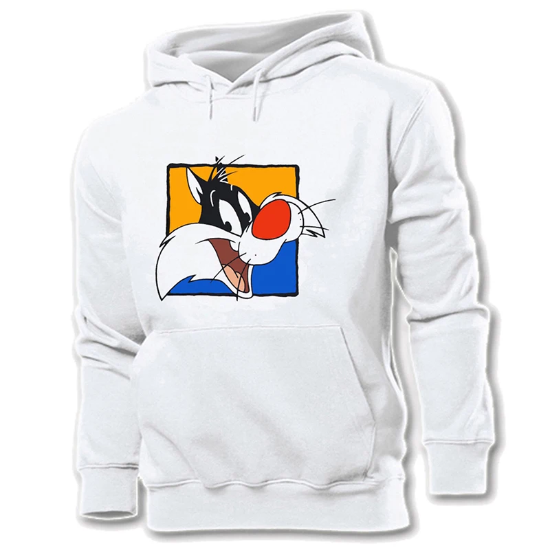 Счастливая Утка милый поросенок с изображением кота Сильвестра Looney ttes Hungry Taz Mania Марсианская Женская толстовка с капюшоном пуловер с капюшоном - Цвет: YeWM1344W