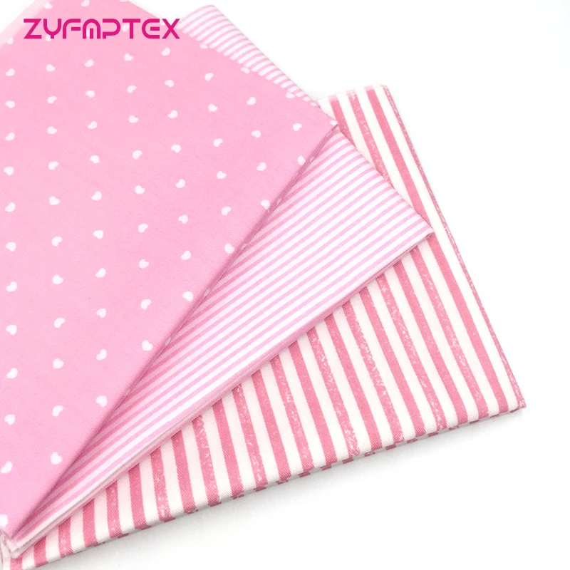 ZYFMPTEX 50 см x 3 шт./лот хлопковая ткань в розовую полоску горошек для лоскутного