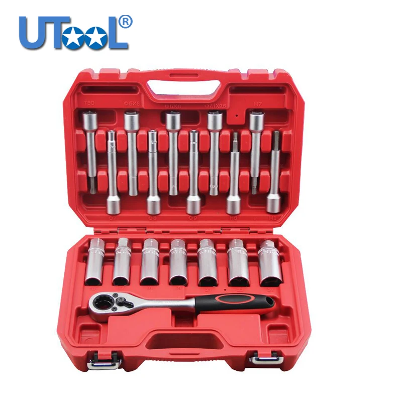 18pcs Steering Hub Suspension Shock Absorber Strut Nut Removal Tool Socket Kit Ratchet Sockets Set