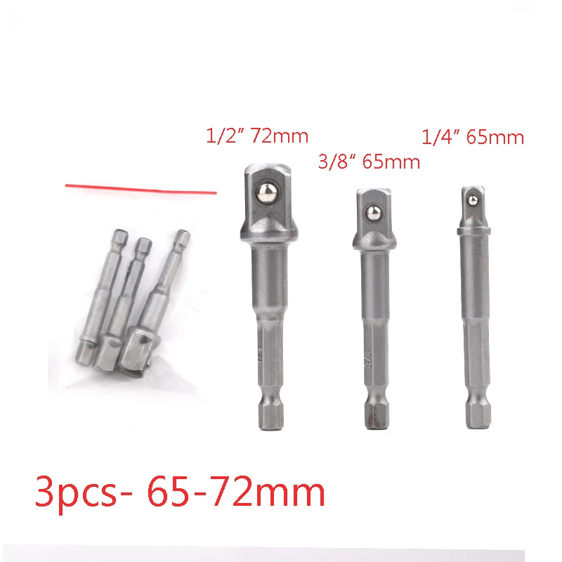 3PCS SET (65-72mm) TUOSEN 3x 8x адаптер для дрели с шестигранным хвостовиком для сверла с квадратным гнездом удлинитель 1/" 3/8" 1/2 Набор бит - Цвет: 3PCS SET (65-72mm)