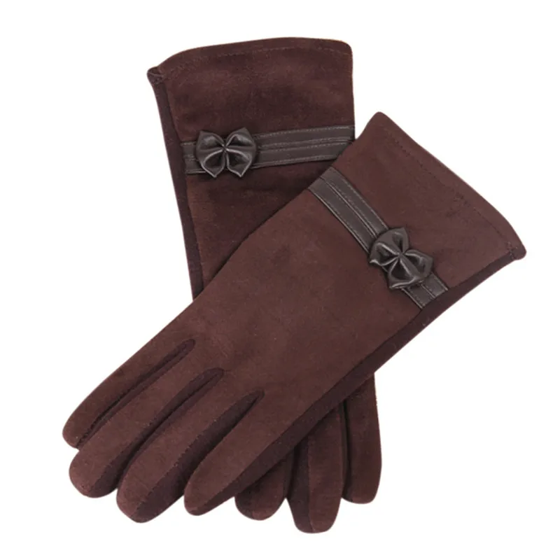 E Перчатки женские зимние перчатки guantes 1 пара Новые модные зимние женские теплые перчатки для езды на велосипеде с бантом Mujer N1 - Цвет: E