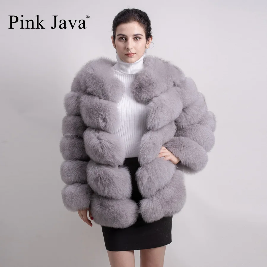 Женская зимняя куртка розовая с отстегивающимися рукавами QC8085 2017|fox jacket|real fox fur