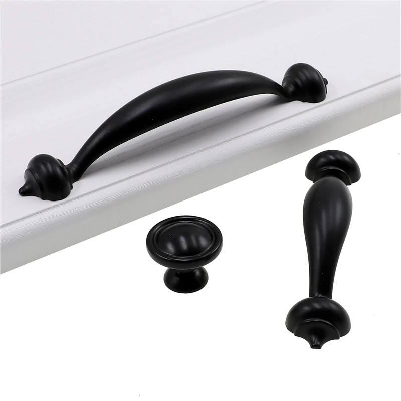 RUNBAZEF цинковый сплав черные ручки шкафа американский стиль кухонный шкаф дверь