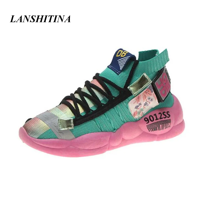 Женские кроссовки повседневная обувь из флока на платформе белые шнуровке