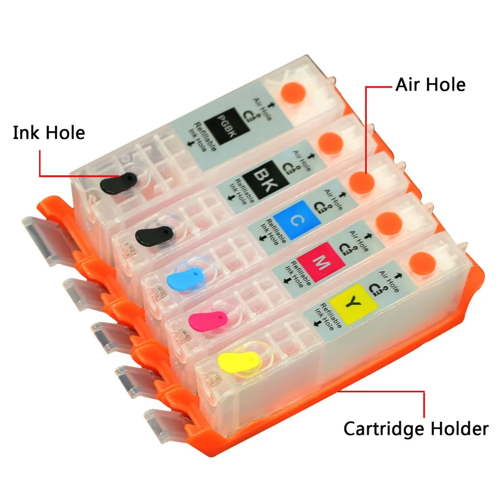 CEYE Empty Refillable Ink Cartridges Kit For CANON MG5760 MG5765 MG5766 MG6860 MG6865 MG6866 TS5060 TS6060 PGI-670 CLI-671 5pcs |