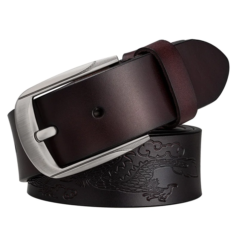 Роскошный мужской ремень 2020 Дракон коричневый из натуральной воловьей кожи