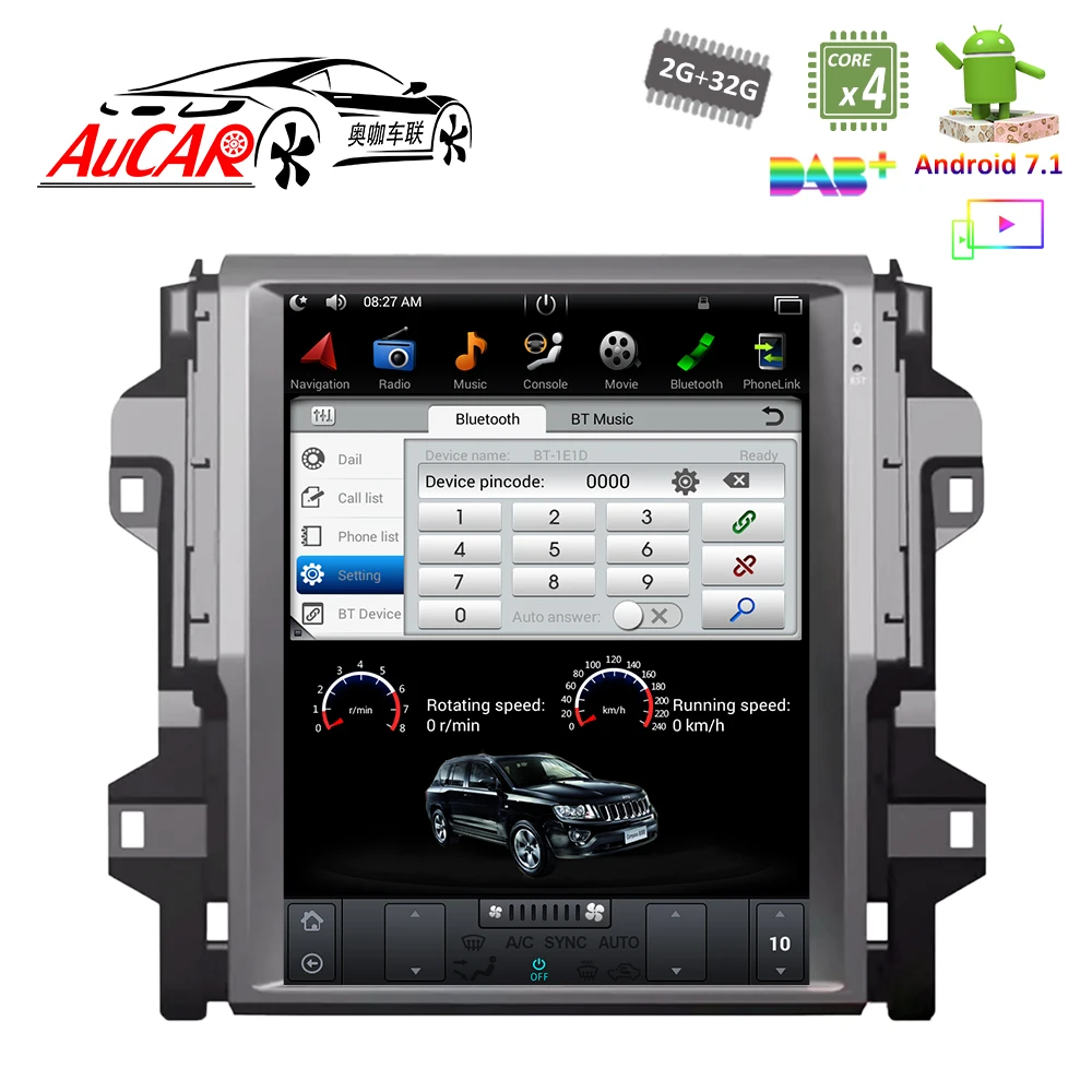 Android 7 1 Tesla стиль 12 "GPS навигационная система для Toyota Fortuner 2016 2018 радио с Bluetooth и GPS