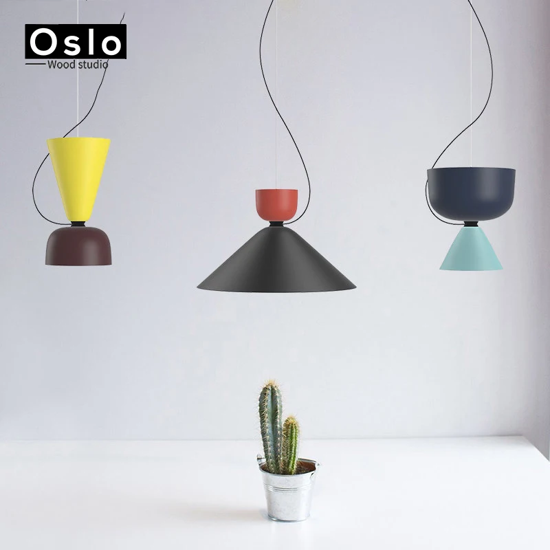 Современные модные красочные подвесные светильники минималистичный дизайн