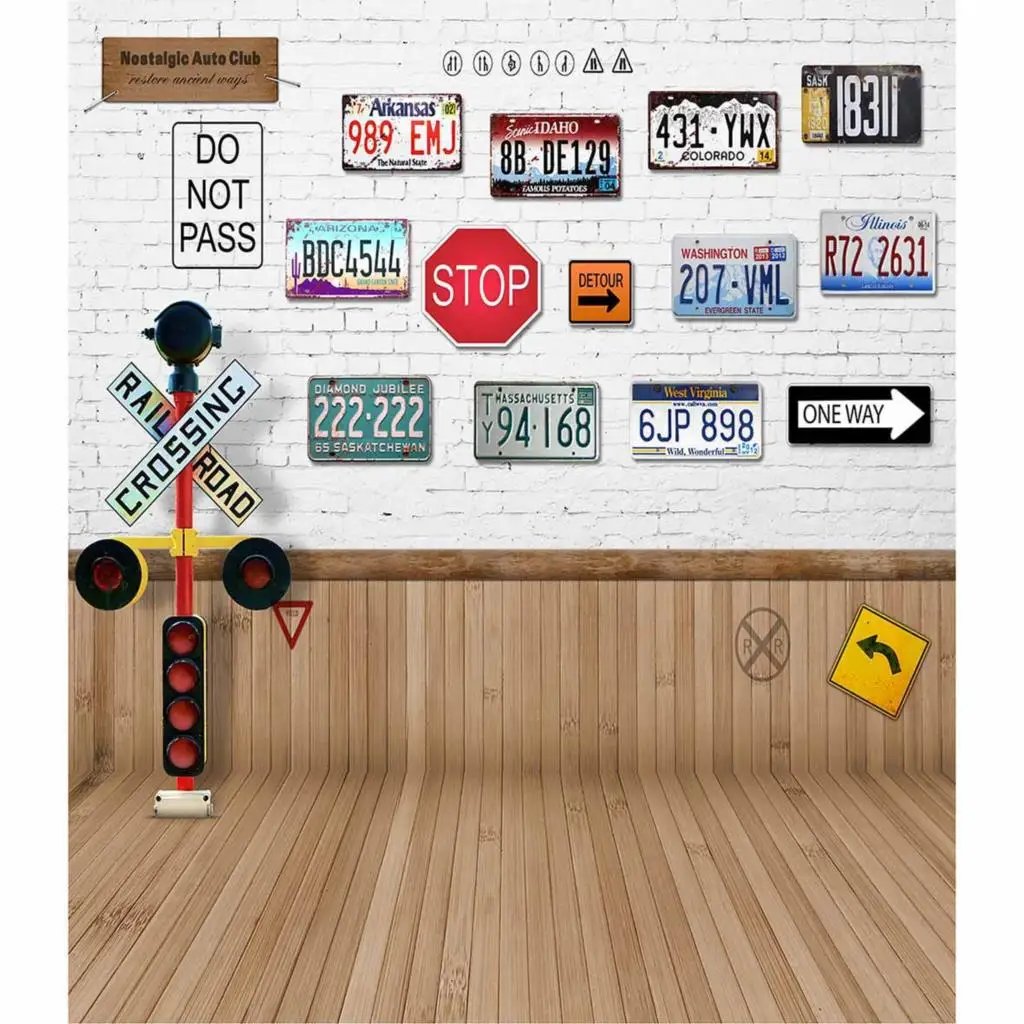 Allenjoy модные номерные знаки фон белая кирпичная стена деревянный пол интерьер