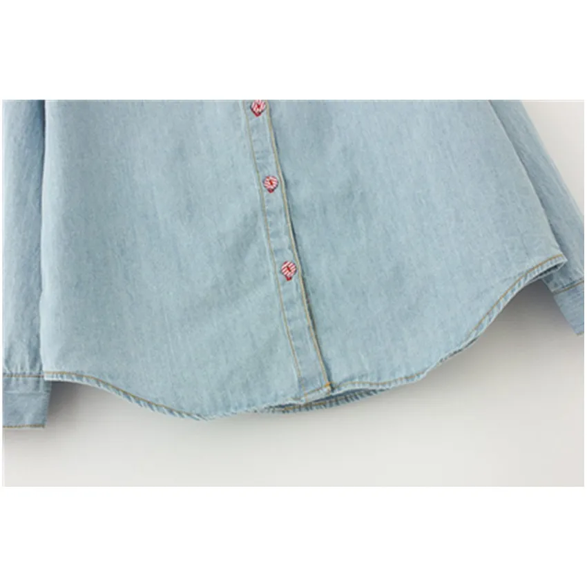Женская джинсовая рубашка сорочка Jean's Femme цветочные джинсы Блузка с длинным