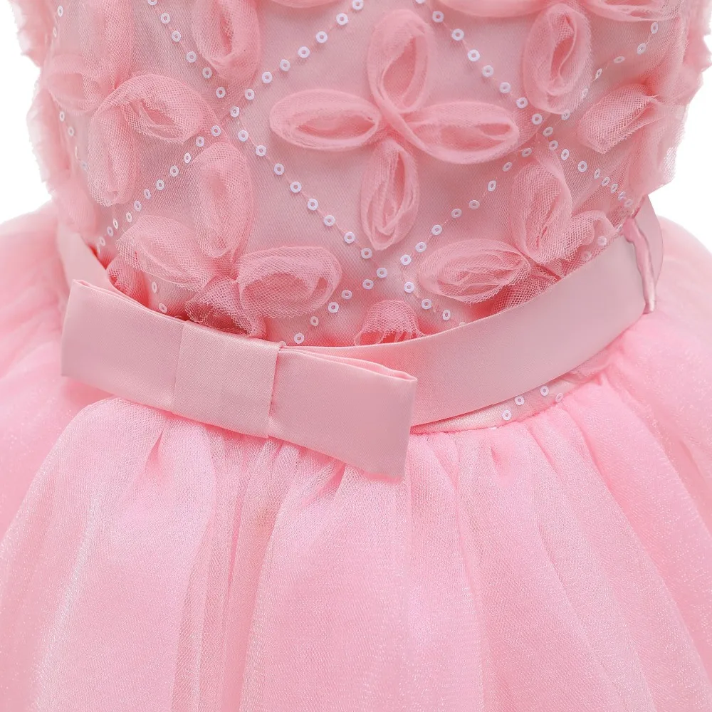 Розовый сетчатый Цветочный элегантный необычный смокинг принцесса милый бант