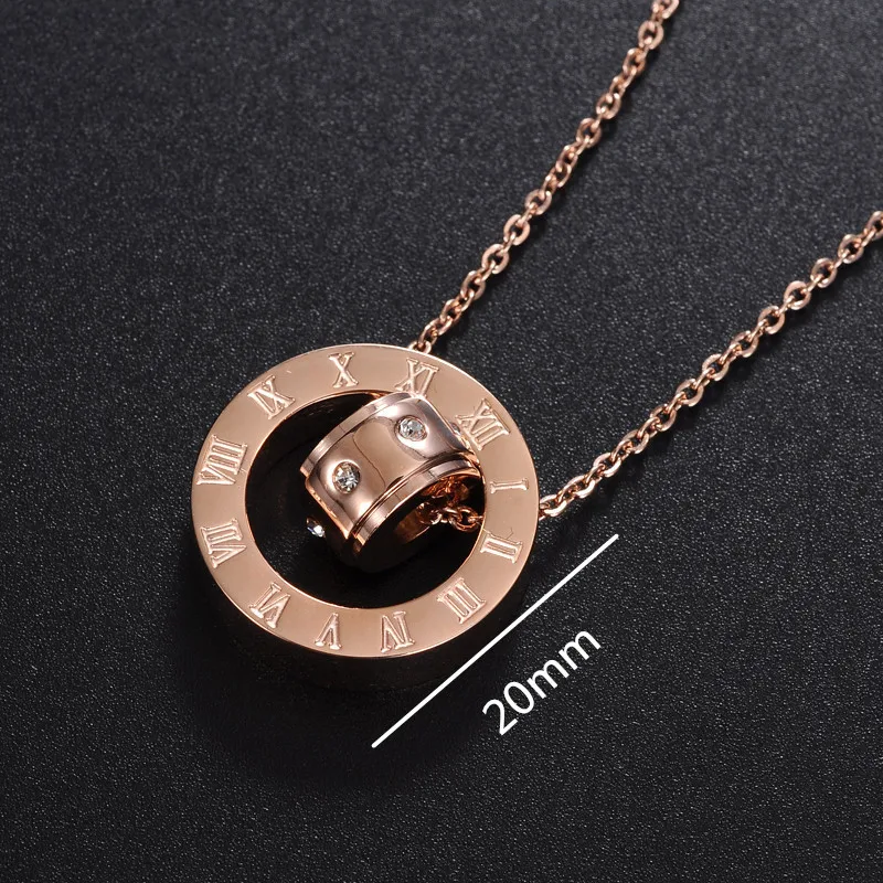 Wonlife Макси Цепочки и ожерелья Для женщин jewelry Винтаж Рим Титан Сталь Кристалл Rosegold