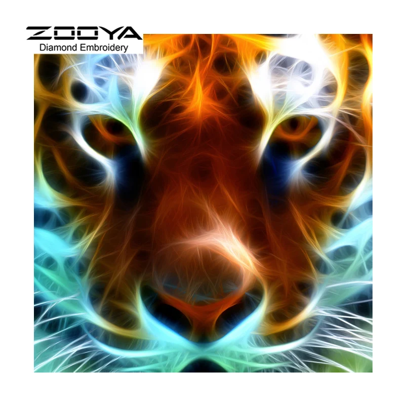 5D DIY Алмазная картина тигра крестиком мультфильм фантазия голова животное