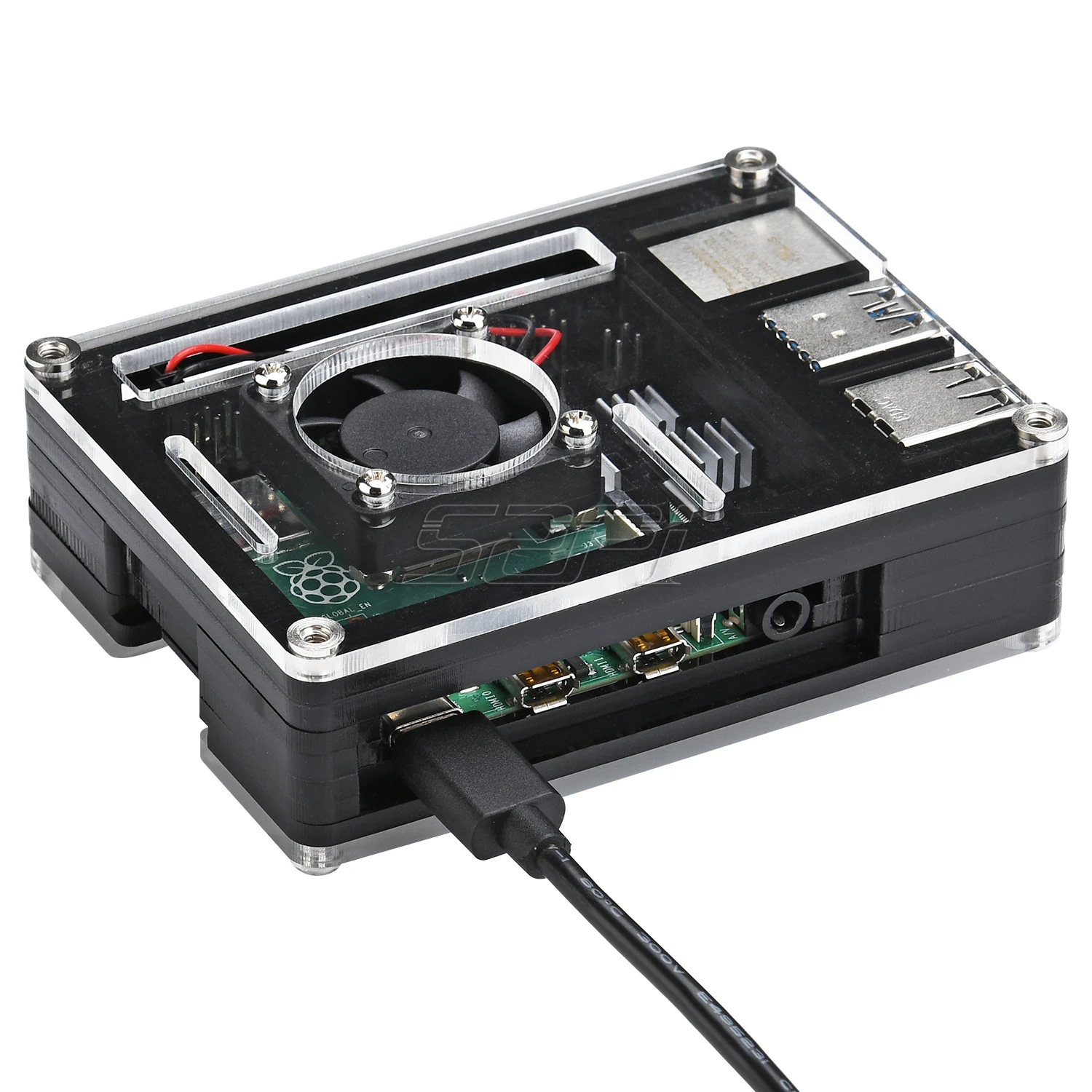 52Pi для Raspberry Pi 4 Чехол черный акриловый бокс чехол с охлаждающим вентилятором Rasberry