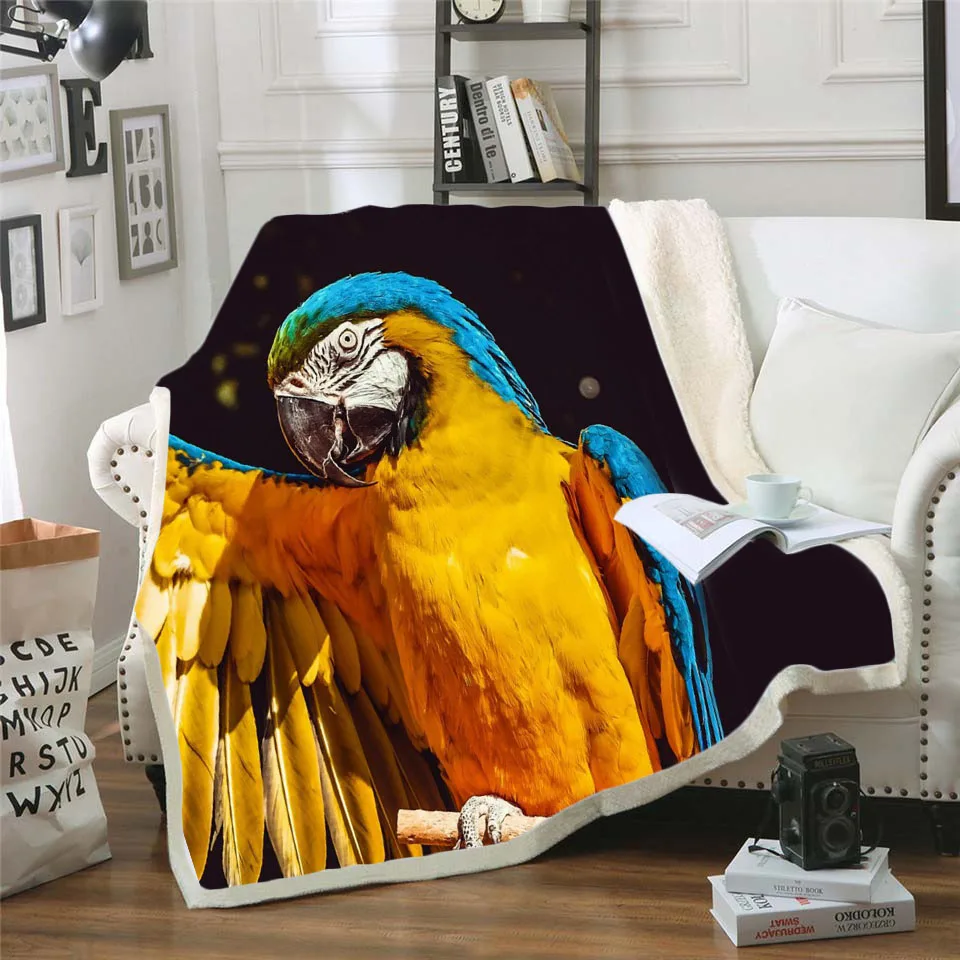 

Plstar Cosmos colorful Parrot brid Blanket 3D print Sherpa Blanket on Bed Kids Girl Flower Home Textiles Dreamlike style-6