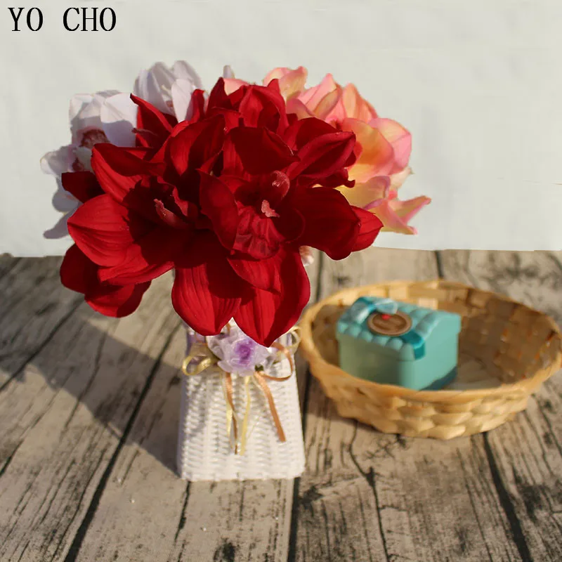 Искусственный латекс 6 головок декоративная шелковая вуаль для свадьбы букет