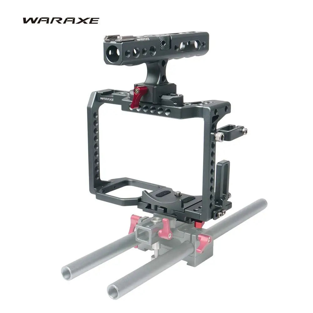 WARAXE GH5S видео Комплект камера клетка встроенный быстрый выпуск с ручкой NATO подходит Arca Swiss для Panasonic Lumix GH5 GH4 GH5S