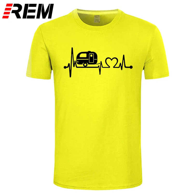 REM, горький кофе, новые летние хлопковые мужские футболки, топы, футболки с короткими рукавами, Camper, для путешествий, Hiker, Camper, Heartbeat, футболка - Цвет: yellow black