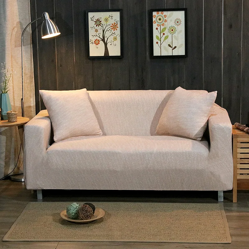 Спандексовый чехол для дивана с универсальной застежкой в жилую комнату - Solid Color Lastic Sofa Cover for Living Room Universal Case Home Sectional Couch Covers Spandex Stretch on.