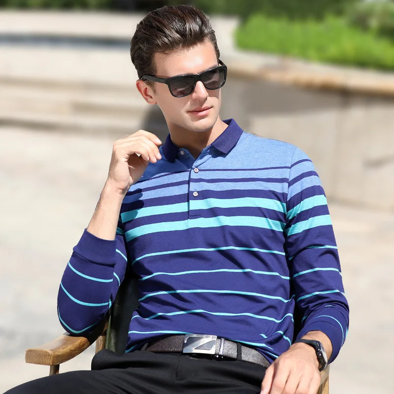 Brand New Men Polo Shirts 2018 Autumn Winter Breathable Camisa Masculina Soft Cotton long sleeve Striped | Мужская одежда
