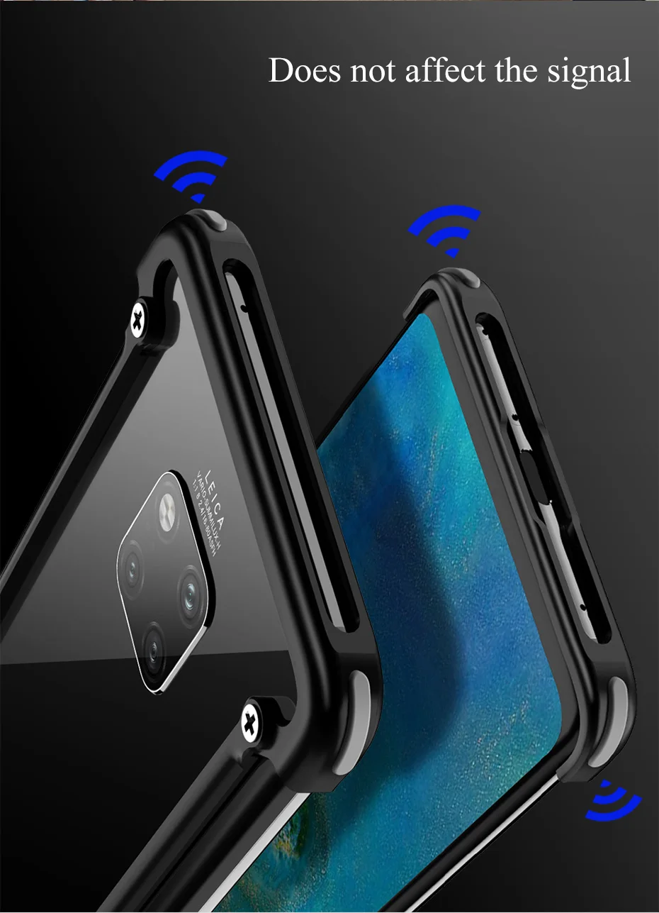OATSBASF подушка безопасности металлический бампер чехол для huawei mate 20 pro RS чехол индивидуальный металлический чехол для huawei mate 20X360 градусов чехол
