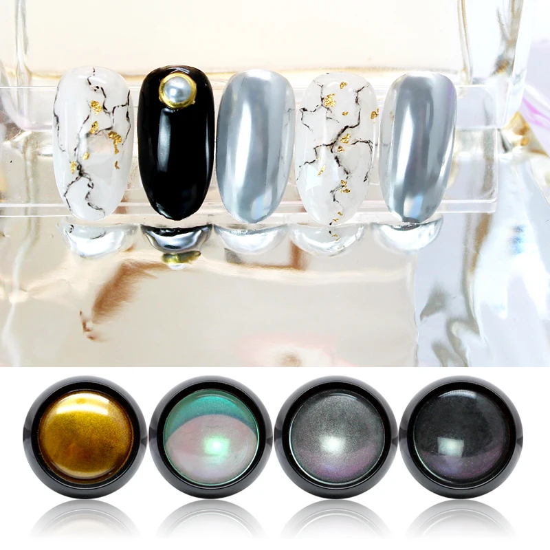 1 шт. зеркало золотистый и черный блеск для ногтей косметическая пудра блестящие