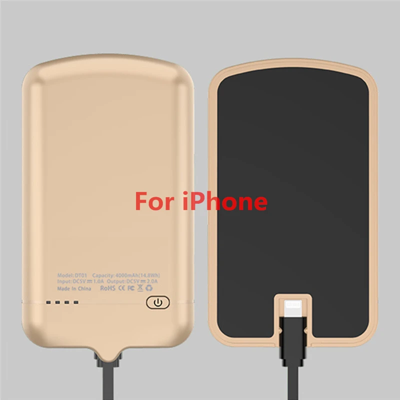 Gold for iPhone NTSPACE 4000 мАч портативное зарядное устройство чехол внешний резервный блок питания для iPhone samsung Xiaomi huawei зарядное устройство чехол - Цвет: Gold for iPhone