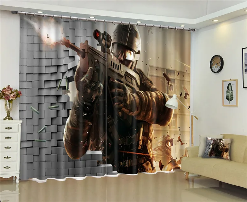 

Shooting game Window Blackout 3D Curtains set For Bed room Living room Office Hotel Home Wall Decorative Drape tapestry