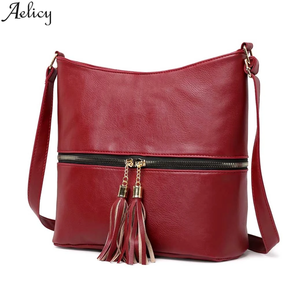 Женская сумка мессенджер Aelicy модная однотонная из искусственной кожи с клапаном