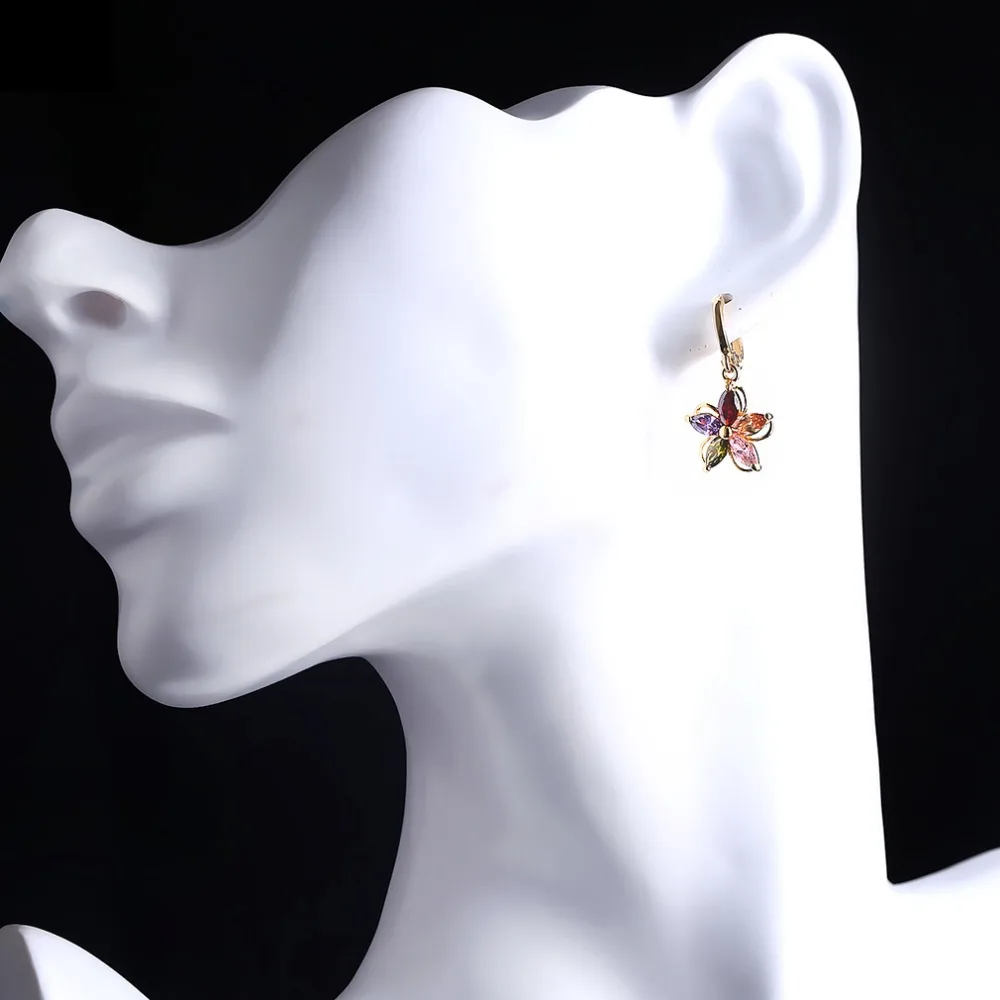 

Fashion New Arrival Cute Colorful Shiny Rhinestone Flower Drop Earring Women