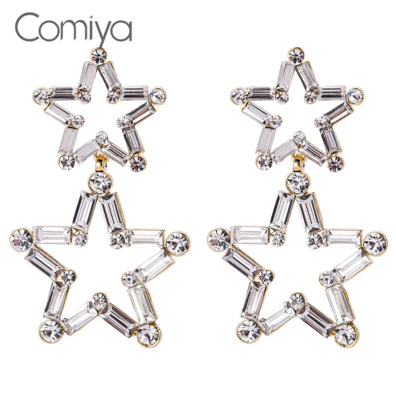 Comiya/брендовые серьги капельки со стразами и мозаикой из цинкового сплава
