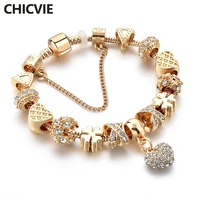 chicvie crystal heart gold cuff bracelet bangles for women charm bracelets designs trendy jewelry handmade bracelet sbr190043