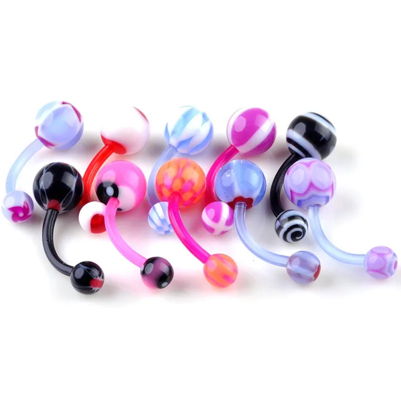 Новинка 5 шт разноцветные акриловые пупка кольца живота украшения для пирсинга