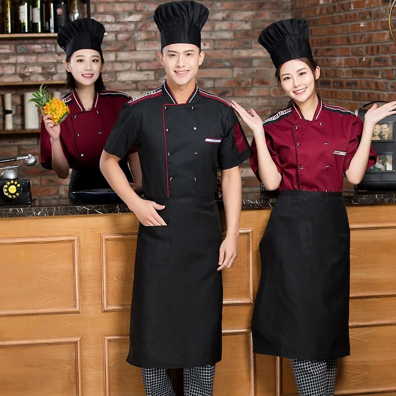 

Summer Short Sleeve Chefs Uniform Breathable Chef Service Hotel Restaurant Kitchen Cooking Work Uniforms Chef Tops
