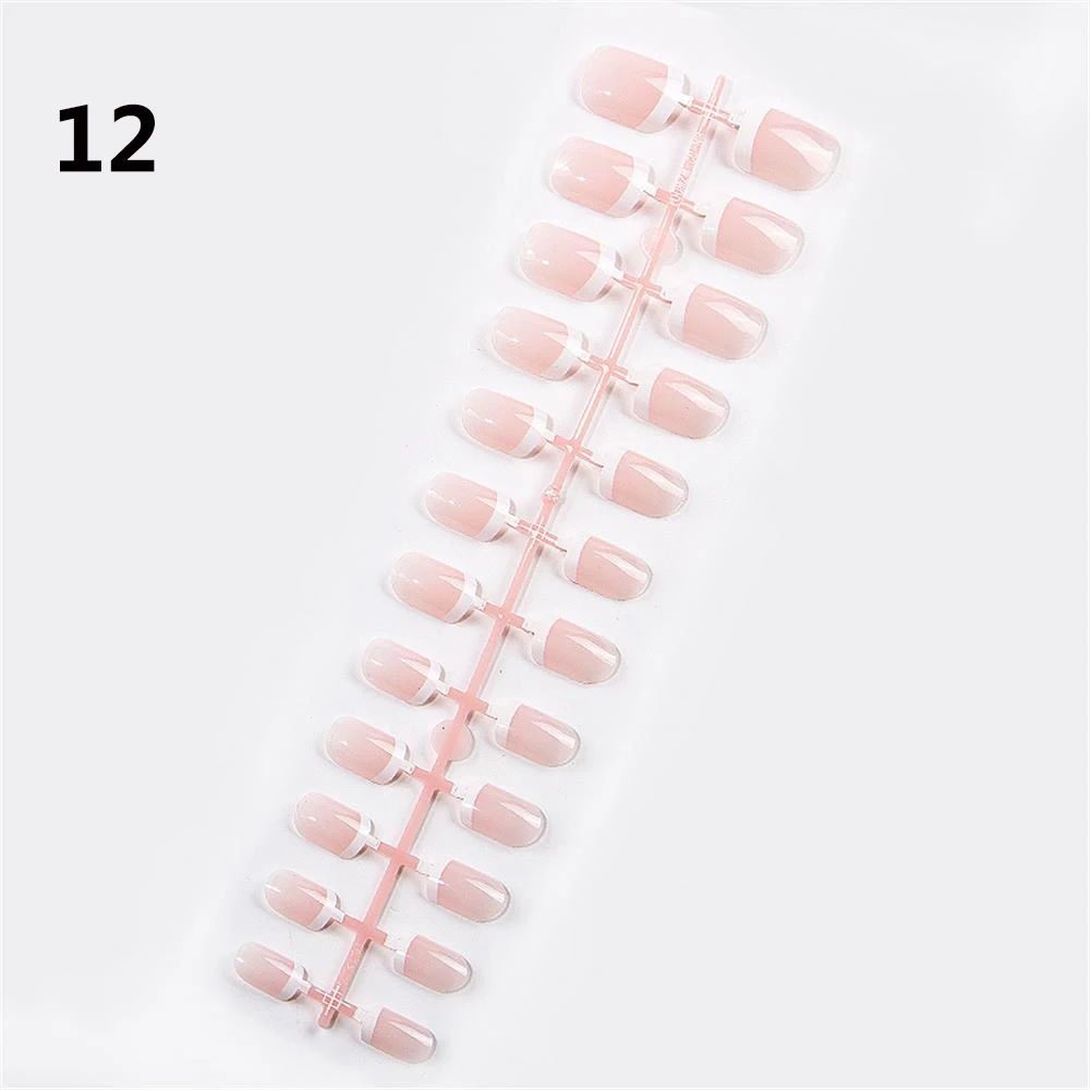 24 шт., короткие накладные ногти, полное покрытие, стилет, гроб, искусственные ногти, АБС-пластик, искусственные Типсы, украшения для ногтей, женский макияж, наращивание ногтей - Цвет: 12