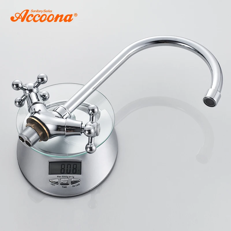 Смеситель Accoona кухонный с двойной ручкой кран для холодной и горячей воды