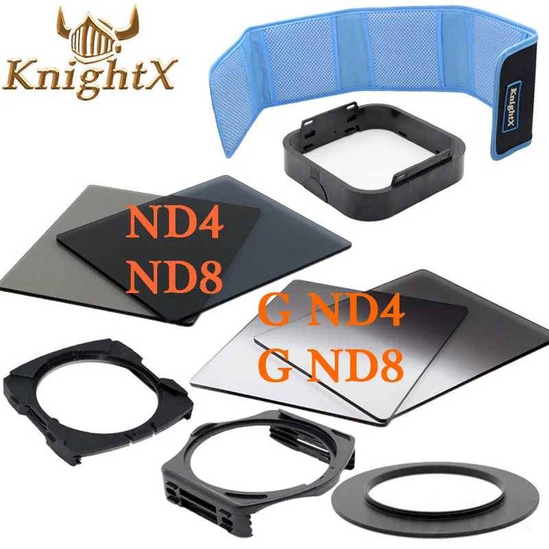KnightX 49 52 мм 58 мм 67 мм 72 мм 77 мм Градуированный цвет ND Синий объектив Комплект фильтров для камеры Nikon Canon для камеры Cokin P серии - Цвет: 9in1 B